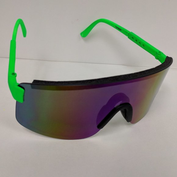 NWT TrueVintage Sports Blade Rimless Wrap around Adjustable NEON arms Sunglasses - Picture 4 of 6